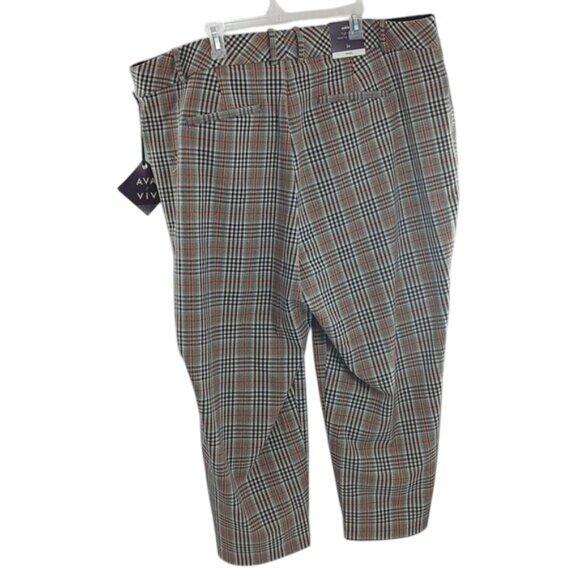 Ava & Viv Pants High Rise Straight Leg Ankle Stretch Plaid Womens Plus Size 24 - Picture 4 of 7